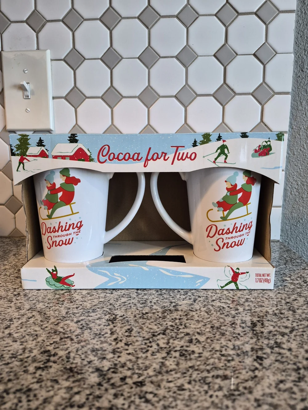 Cocoa for Two Holiday Mug Set - White/Red